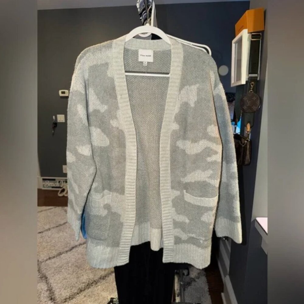Pink Rose Gray and Cream Cardigan